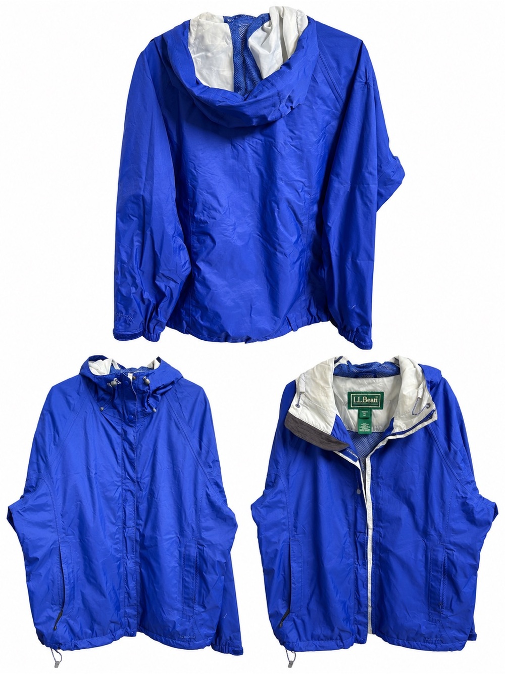 L.L.Bean Women’s XL Blue Waterproof Hooded Rain Jacket Windbreaker